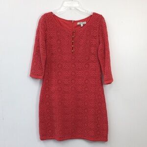 Beth Bowley Red Embroidered Lace 3/4 Sleeves A-Line Dress Size 6 EXCELLENT